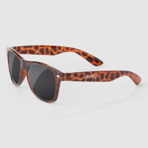 Personalised brown animal print dark lense sunglasses