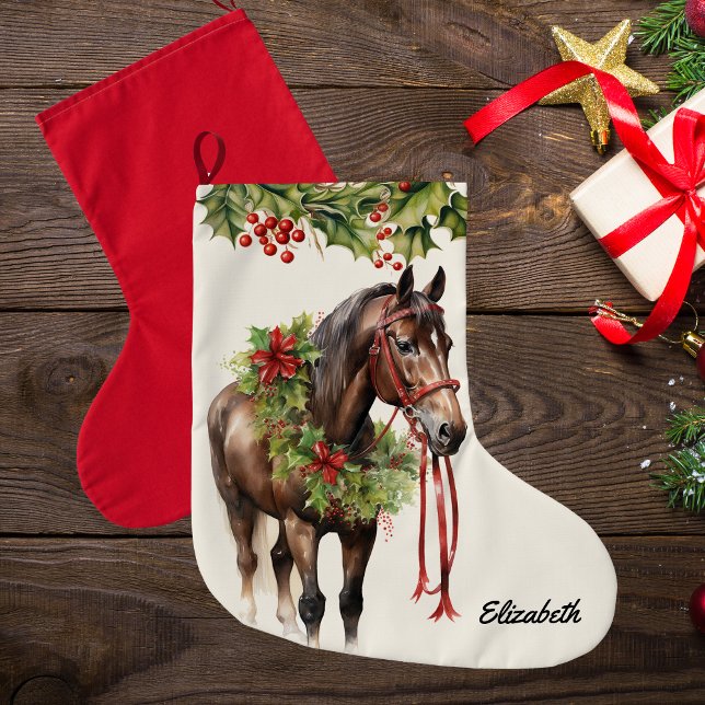 Personalised Brown Bay Christmas Horse Stocking (Creator Uploaded)
