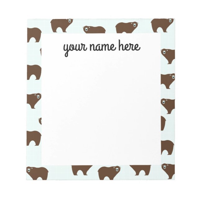 Personalised Brown Bear Kids Notepad (Front)