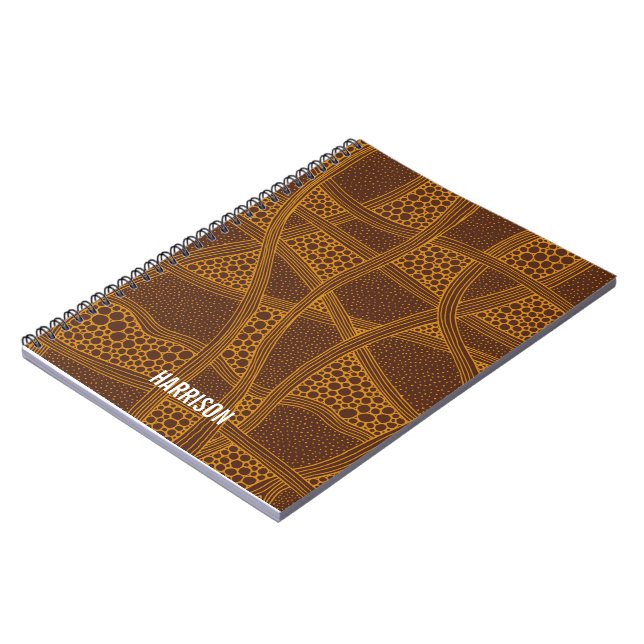 Personalised Brown &Beige Abstract Pattern Notebook (Left Side)