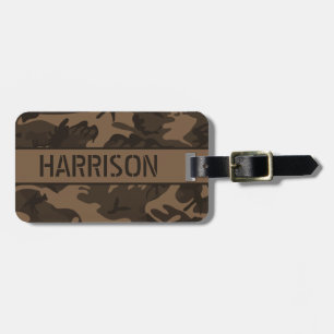 Personalised Brown Camo Luggage Tag