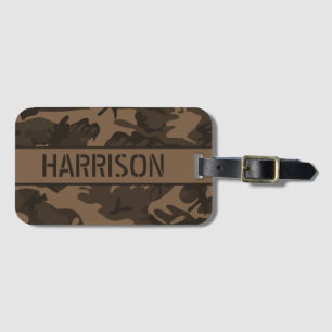 Personalised Brown Camo Luggage Tag
