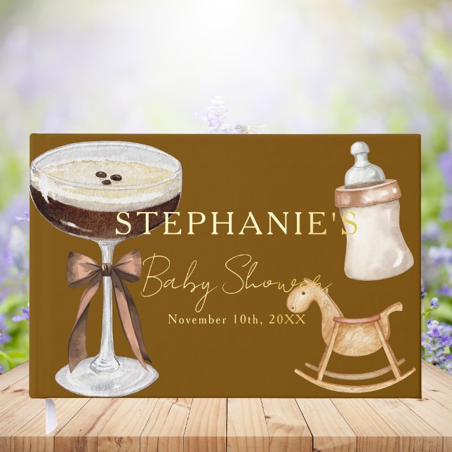 Personalised Brown Espresso Martini Baby Shower  Guest Book (Creator Uploaded)