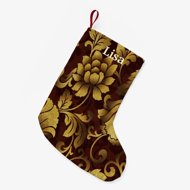 Personalised Brown Floral Christmas Stocking (Front (Hanging))