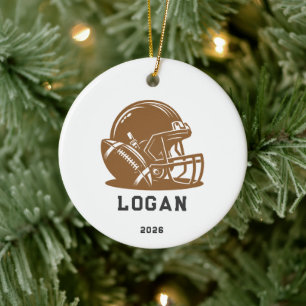 Personalised Brown Football Helmet Ornament