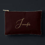 Personalised Brown Gold Monogram Makeup Cosmetic Accessory Pouch<br><div class="desc">Create your own custom, personalised, beautiful modern elegant faux gold script / typography monogram monogrammed, durable Spun Polyester, mens womens dark brown zippered cosmetic makeup toiletry bag golf beach accessory pouch. Simply type in your name / initials / monogram, to customise. Make a great gift for birthday, fathers day, mothers...</div>
