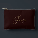 Personalised Brown Gold Monogram Makeup Cosmetic Accessory Pouch<br><div class="desc">Create your own custom, personalised, beautiful modern elegant faux gold script / typography monogram monogrammed, durable Spun Polyester, mens womens dark brown zippered cosmetic makeup toiletry bag golf beach accessory pouch. Simply type in your name / initials / monogram, to customise. Make a great gift for birthday, fathers day, mothers...</div>