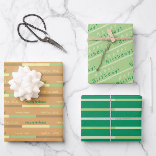 Personalised Brown Green Yellow All-Occasion Wrapping Paper Sheet