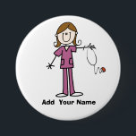 Personalised Brown Hair Stick Figure Nurse  Button<br><div class="desc">Button with a brown haired female stick figure nurse with a stethoscope,  great for RNs,  LPNs,  ER nurses,  paediatrics nurses,  OB nurses,  and future nurses! Easy to personalise before ordering!</div>