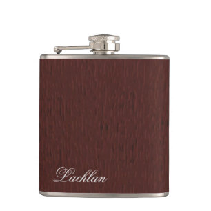 Personalised Brown Leather Faux Texture Flask