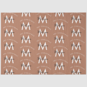 Personalised Brown Merry Christmas Red Monogram Tissue Paper