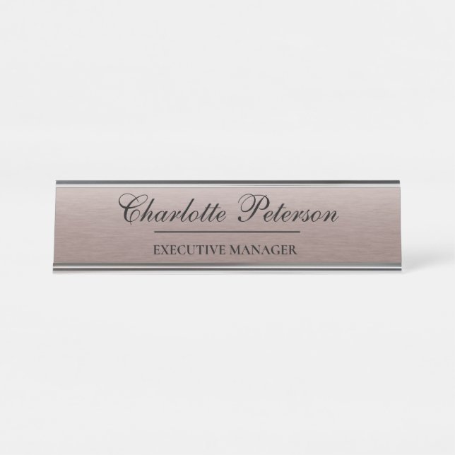 Personalised Brown Metal Executive  Desk Name Plate (Front)