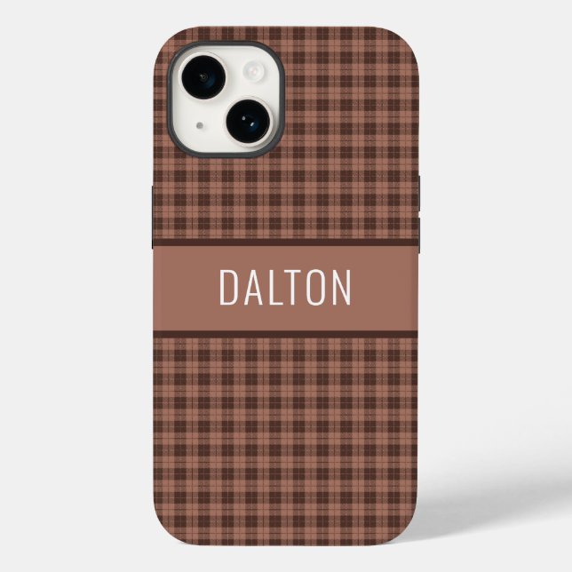 Personalised Brown Plaid Phone Case (Back)