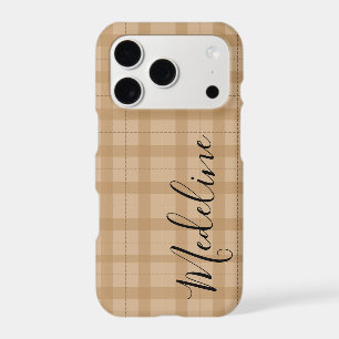 Personalised Brown Plaid Phone Case Custom Name