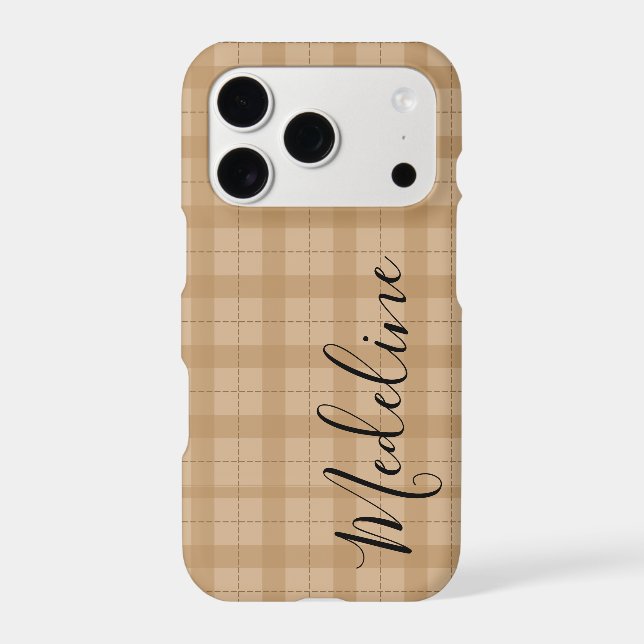Personalised Brown Plaid Phone Case Custom Name (Back)