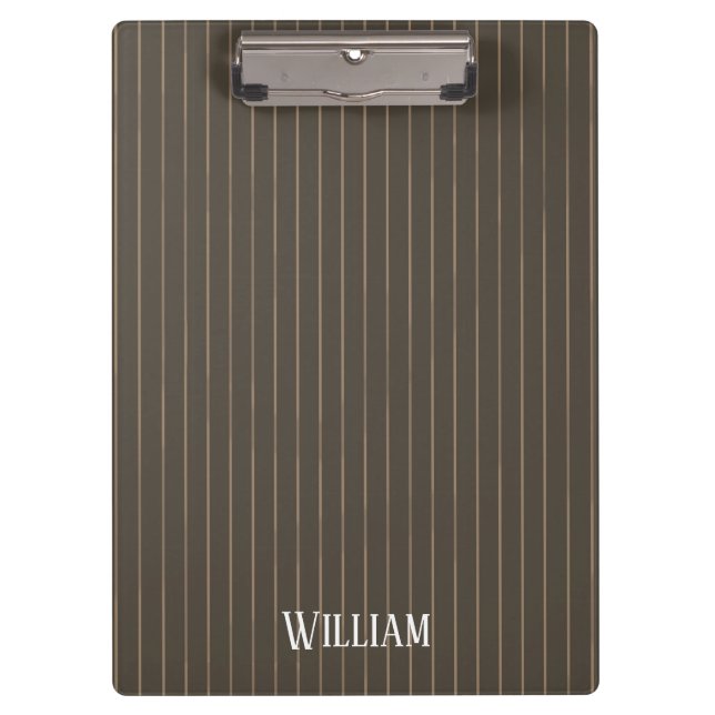Personalised brown retro pinstripes clipboard (Front)