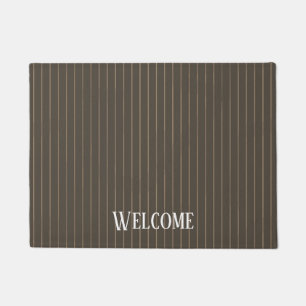 Personalised brown retro pinstripes doormat