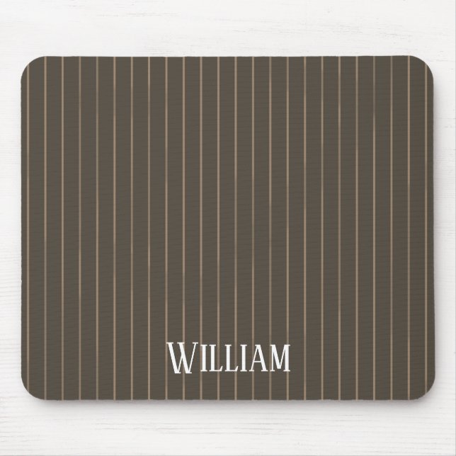 Personalised brown retro pinstripes mouse pad (Front)