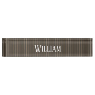 Personalised brown retro pinstripes nameplate