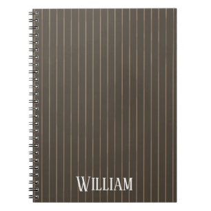 Personalised brown retro pinstripes notebook