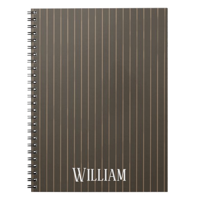 Personalised brown retro pinstripes notebook (Front)