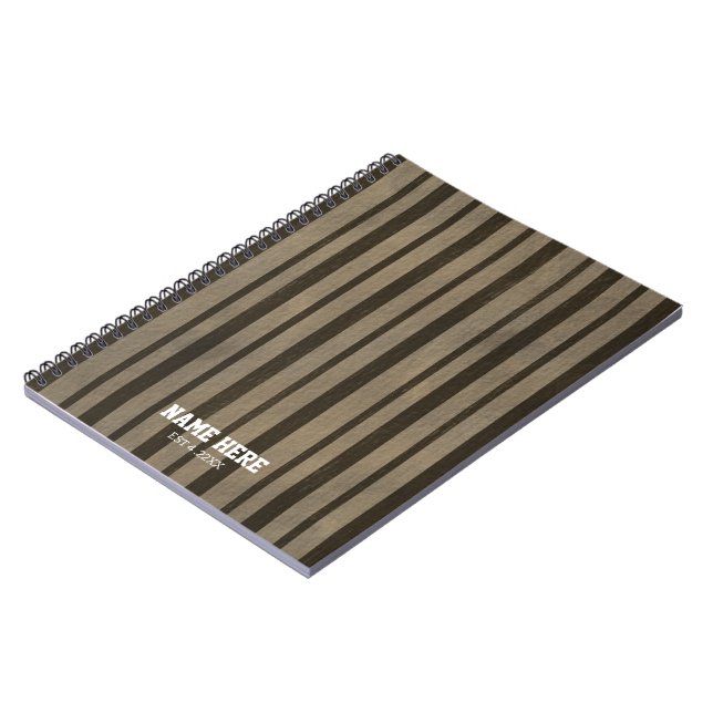 Personalised Brown Stripes  Spiral Notebook (Left Side)