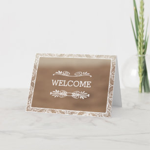 Personalised Brown Swirl Boarder Welcome Card