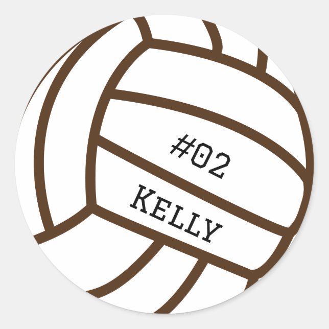 Personalised Brown Volleyball Stickers (Front)