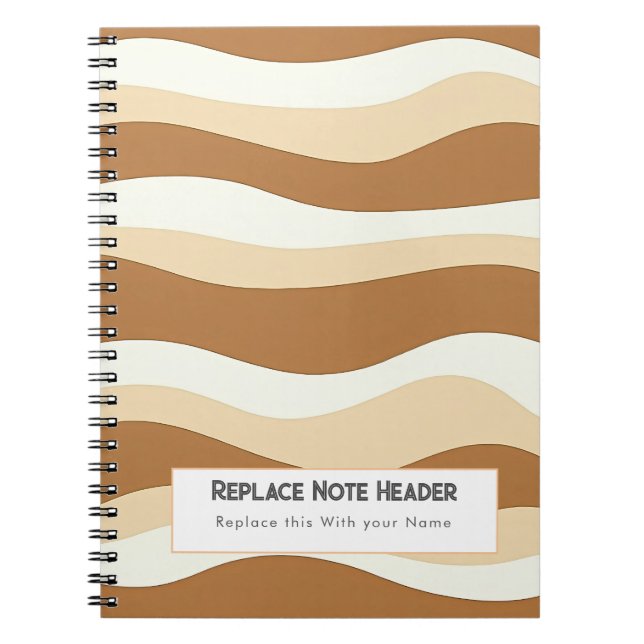 Personalised Brown Wave Patterned  Notebook (Front)