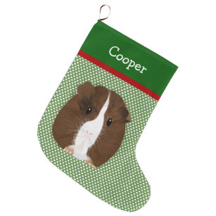 Personalised Brown, White And Black Guinea Pig Large Christmas Stocking
