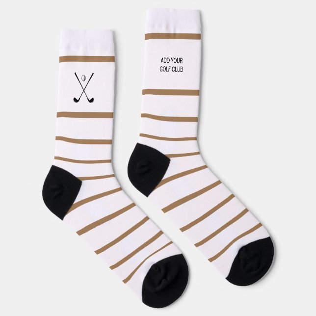 Personalised Brown White Stripe Golf Club Golfer Socks (Right)