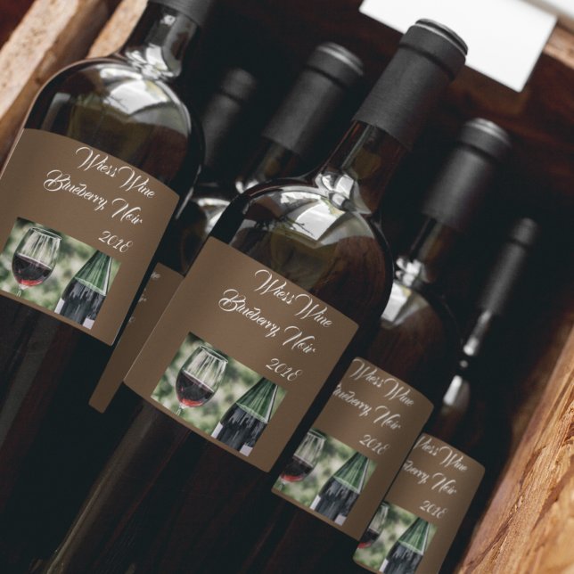 Personalised Brown Wine Bottles Photo  Wine Label (Creator Uploaded)