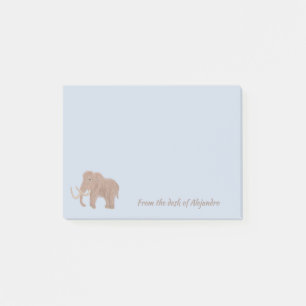 Personalised Brown Woolly Mammoth Illustration Post-it Notes