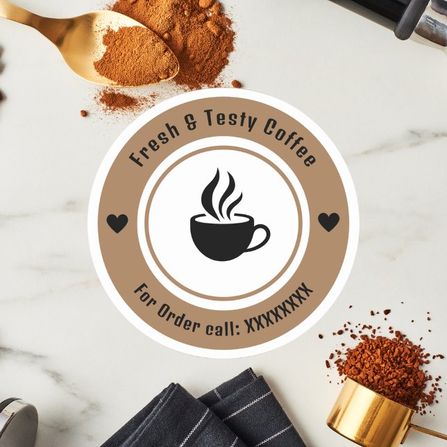 Personalised brownCoffee Cup Order Label Stickers (Creator Uploaded)