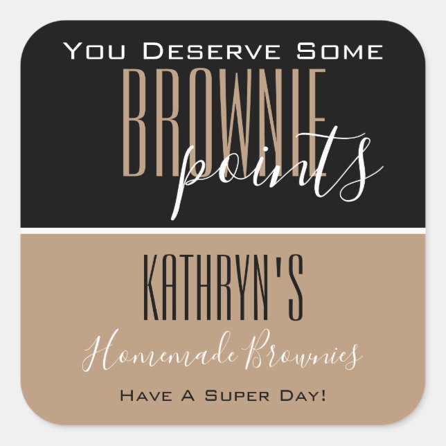 Personalised "Brownie Points" Food Label (Front)