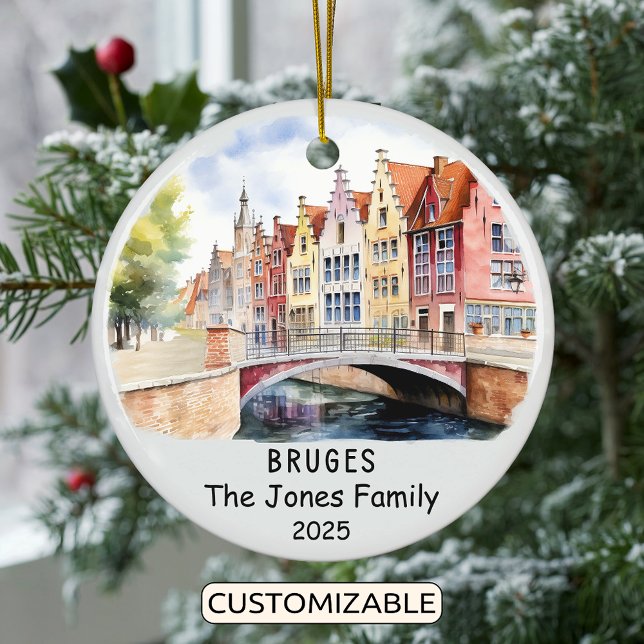 Personalised Bruges Ornament, Belgium Ceramic Tree Decoration (Creator Uploaded)