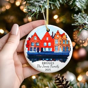Personalised Bruges Ornament, Belgium Gift Ceramic Tree Decoration