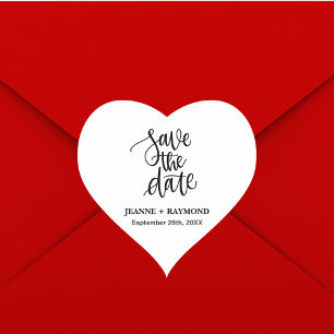 Personalised Brush Lettered Save the Date Wedding Heart Sticker