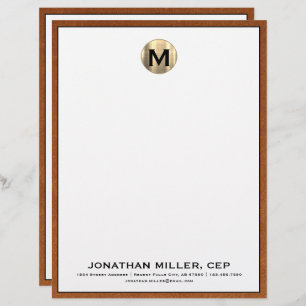 Personalised Brushed Gold Monogram Letterhead