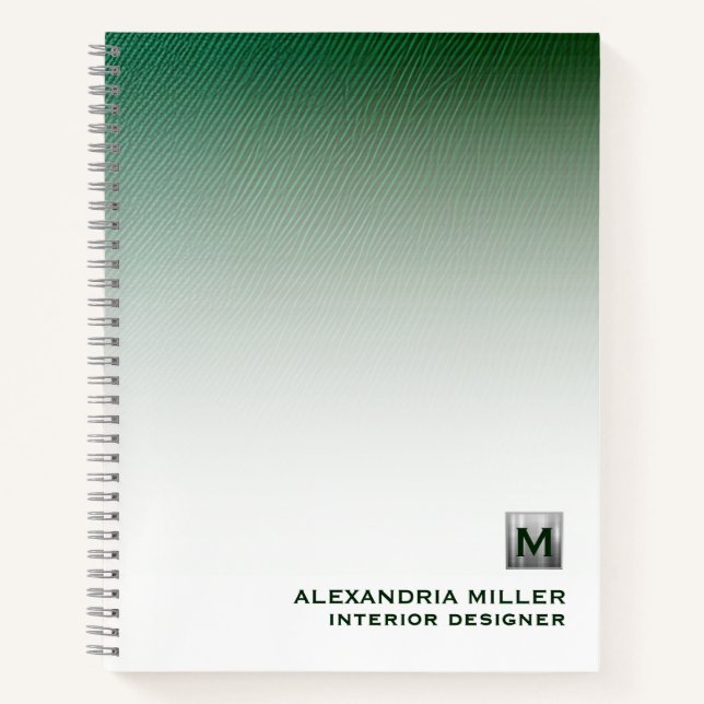 Personalised Brushed Silver Monogram Spiral Notebook (Front)