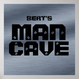 Personalised Brushed Steel Man Cave Poster