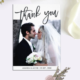 Personalised Brushed Wedding Photo Thank You Card
