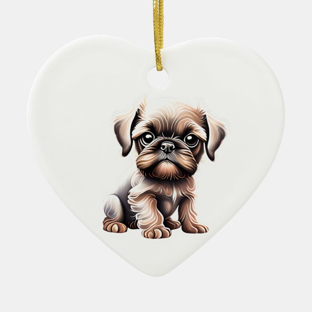 Personalised Brussels Griffon Puppy Ceramic Tree Decoration (Front)