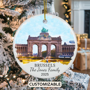 Personalised Brussels Ornament, Belgium Gift Ceramic Tree Decoration