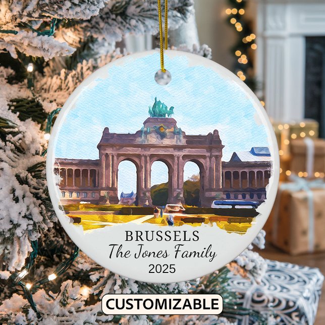 Personalised Brussels Ornament, Belgium Gift Ceramic Tree Decoration (Creator Uploaded)