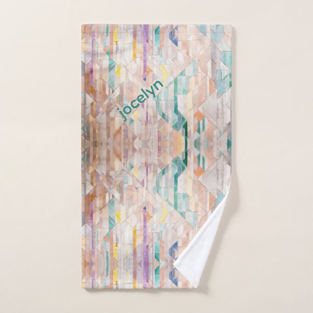 Personalised bstract multicolors pink blue purple hand towel (Hand Towel)