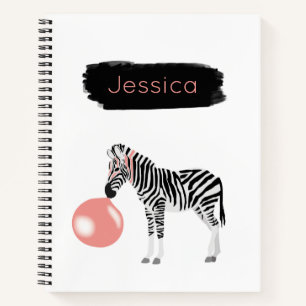 Personalised Bubble Gum Zebra Blowing Bubble Notebook