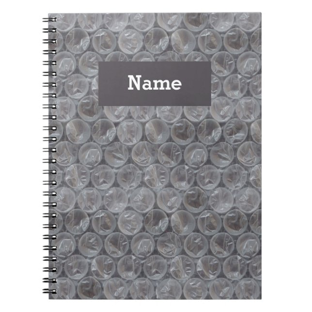Personalised bubble wrap spiral notebook (Front)