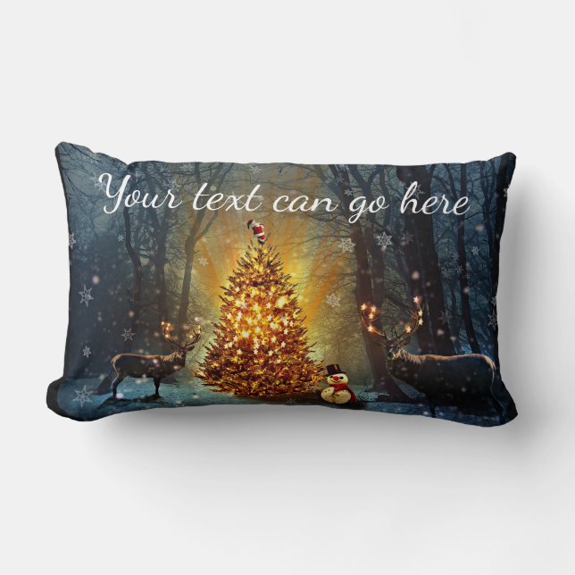 Personalised Bucks and Trees Christmas Lumbar Cushion (Front)