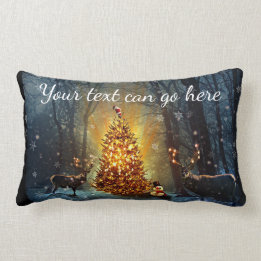Personalised Bucks and Trees Christmas Lumbar Cushion